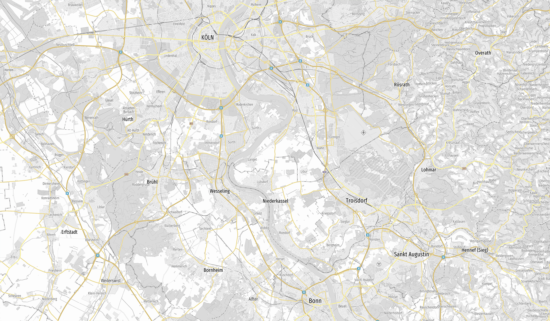 Übersichtskarte von Berlin mit grünen Flächen für Parks und Wälder.