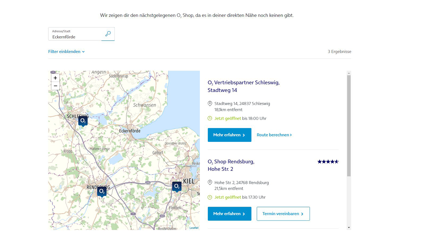 onmaps als Hintergrundkarte im O2 Shopfinder